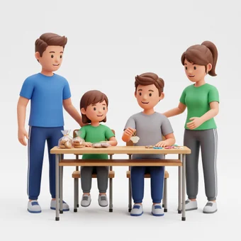 Parents and students together at a school event
